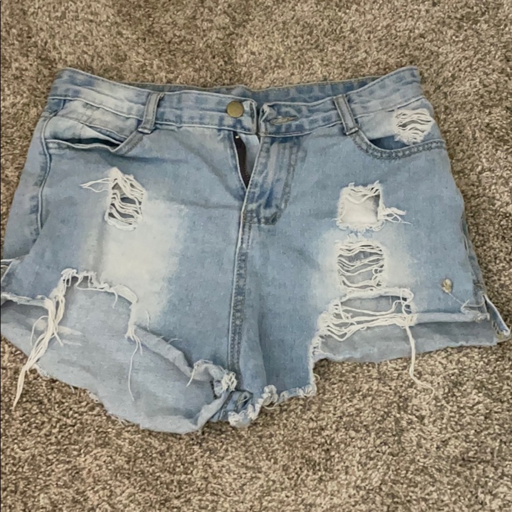 High waisted distressed shorts